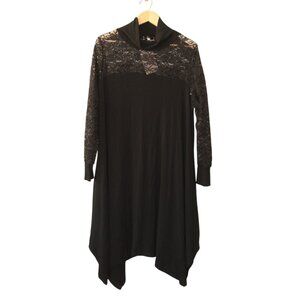 NWT Jean Marc Philippe JMP Lace Black Midi dress Size 6 Roll Neck Asymmetrical